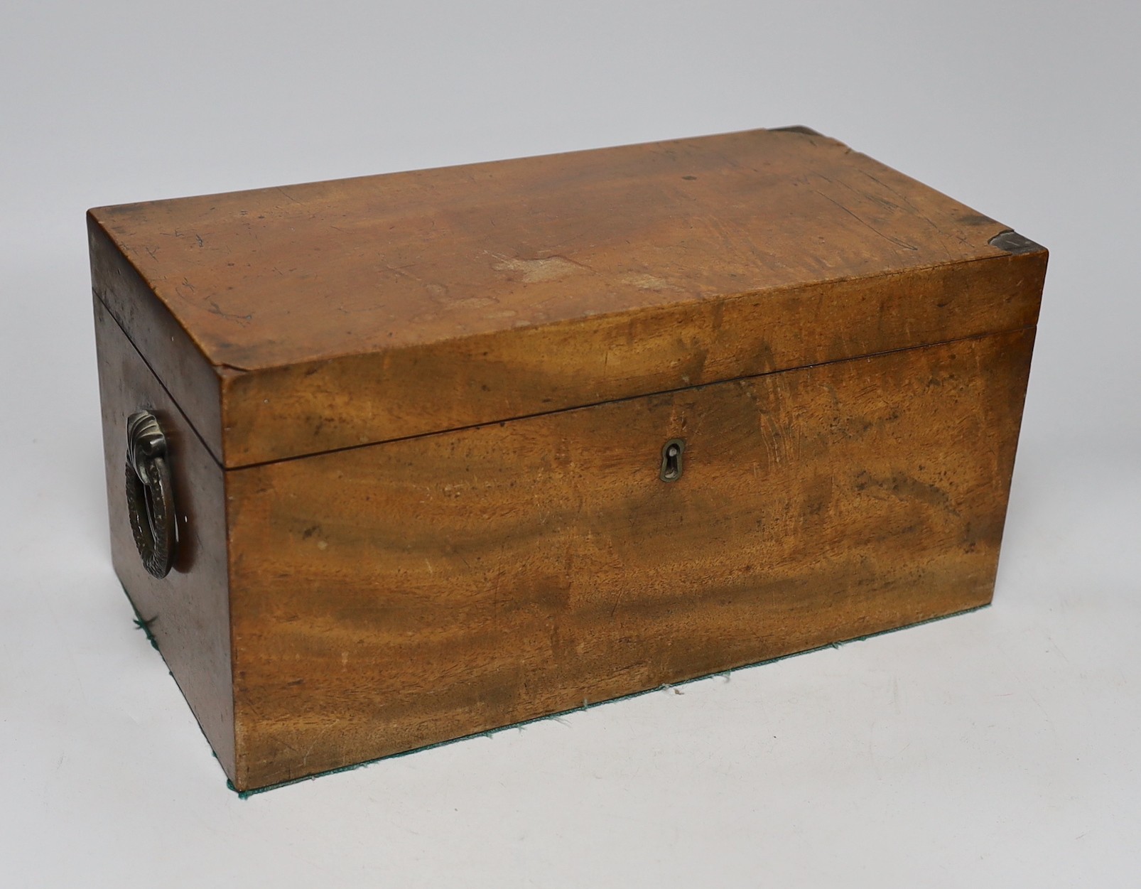 A 19th century tea caddy 33cms wide, 16cms high